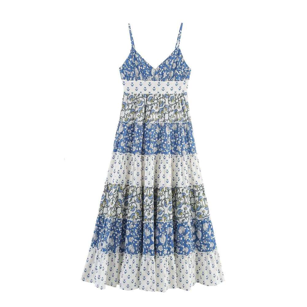 DHEssentials Z Summer 2025 New Patchwork Printed Layered Spliced Dress