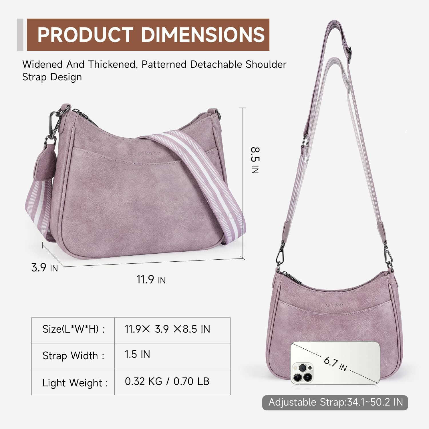 Trendy Leather Crossbody Purse with Adjustable Strap Womens Shoulder HandbagW250910