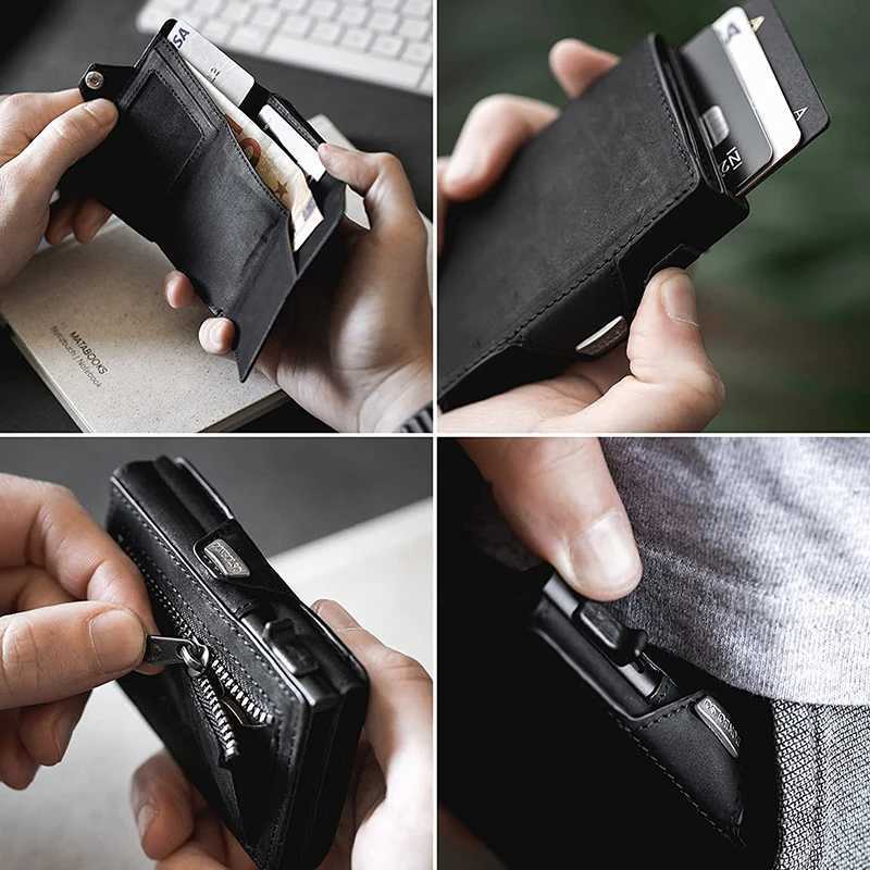 YATBEST Fashion True Pickup Bag Automatic Pop up Metal Wallet RFID Anti theft Brush Large Capacity Card Clip for Men W250911