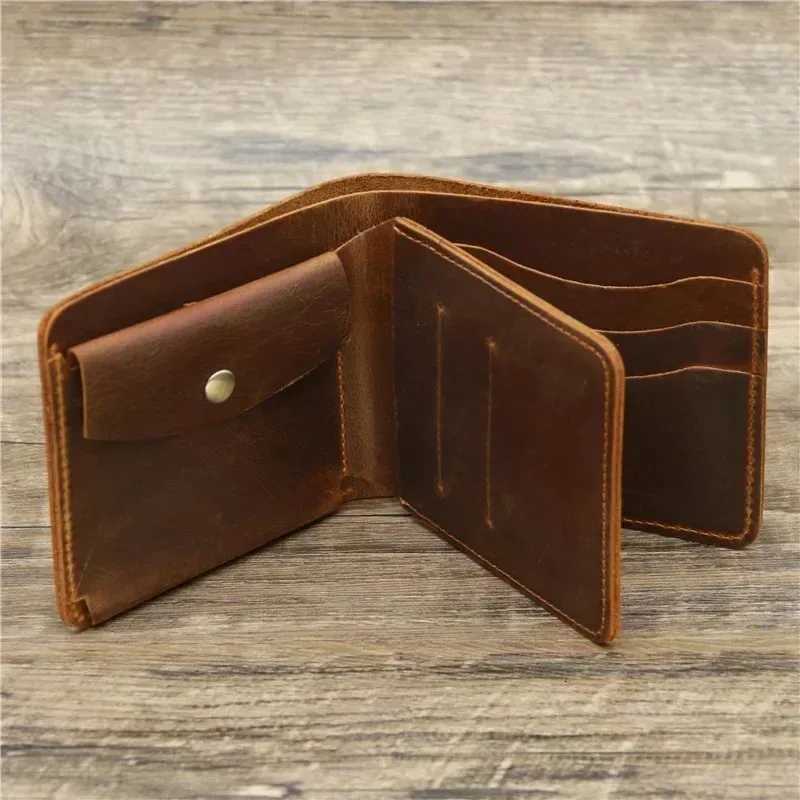 RFID Blocking Mens Oil Wax Skin Wallet Man Vintage Cow Genuine Leather Wallet Male Handmade Billfold Coin Purse Short Wallet W250911