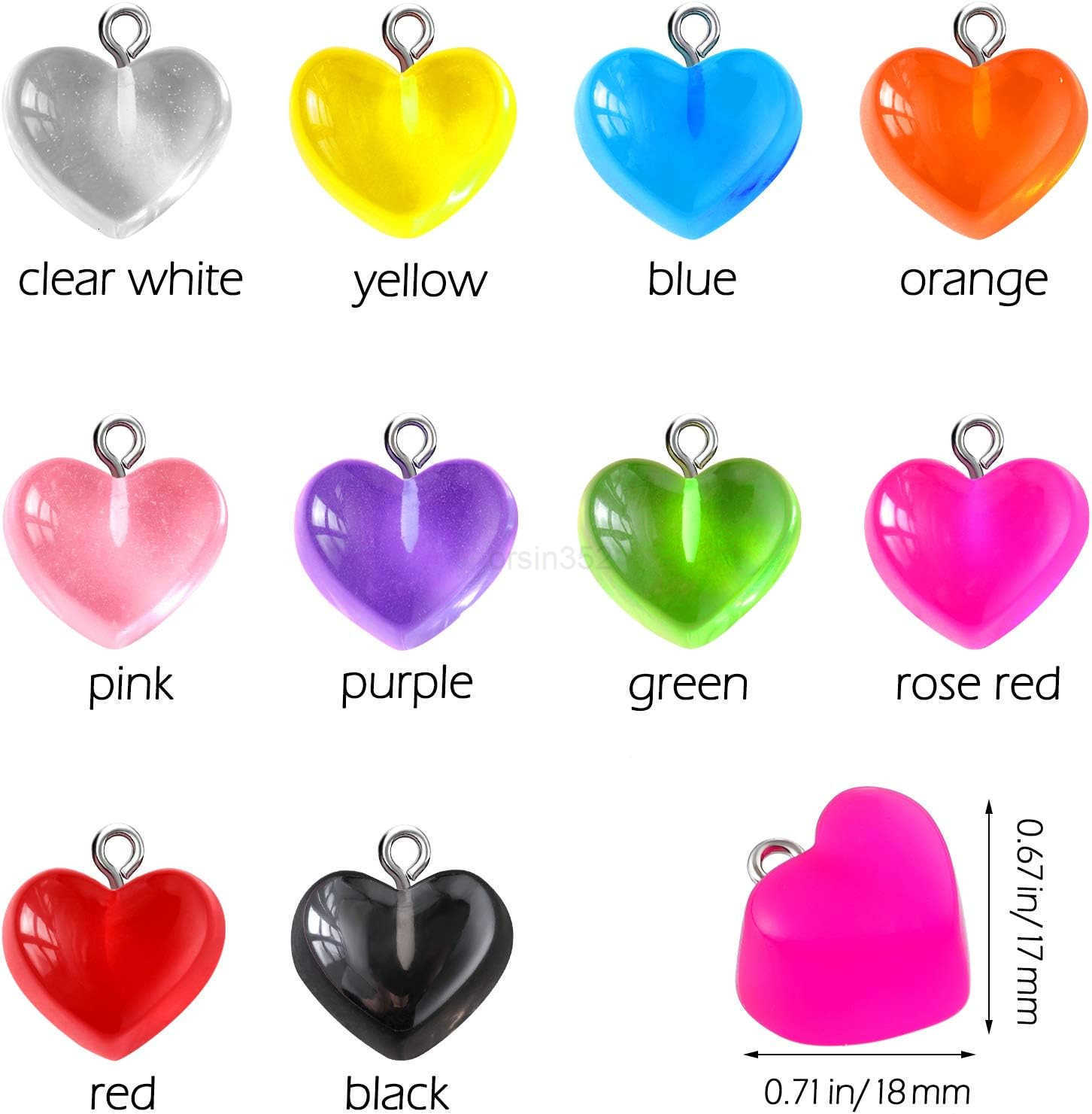 Heart Charms Pendant Colorful Love Heart Candy Charm Keychains Necklace Earring Pendant for DIY Jewelry Crafts SuppliesW250911