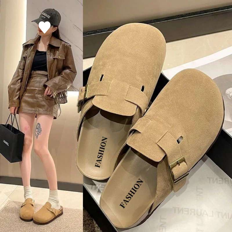 Soft soled comfortable women's shoes flat bottom autumn and winter new designer shoes outdoor fashion home closed toe half slippers