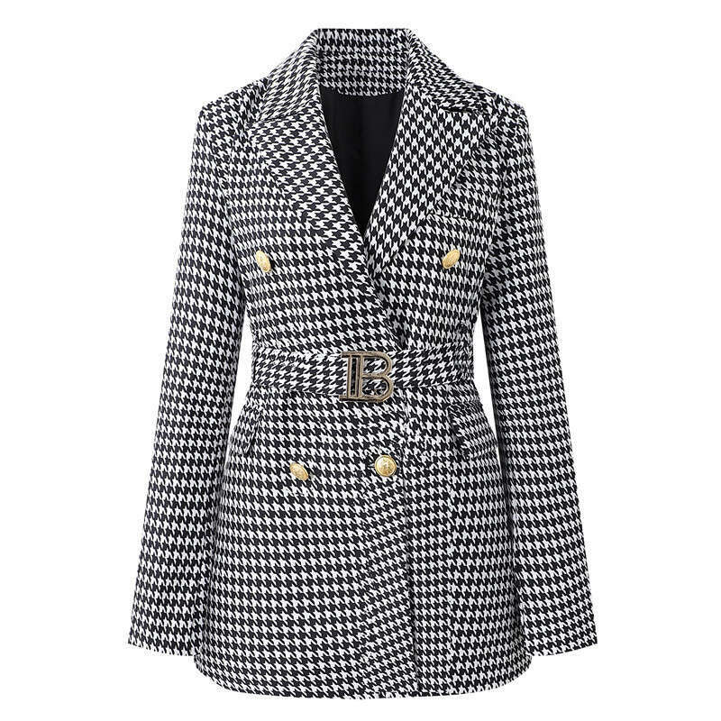 2025 New Spring Women Design Sense Long Sleeve Belted Suit Dress Office Lady Elegant Long Coat High-end Temperament Short Dress