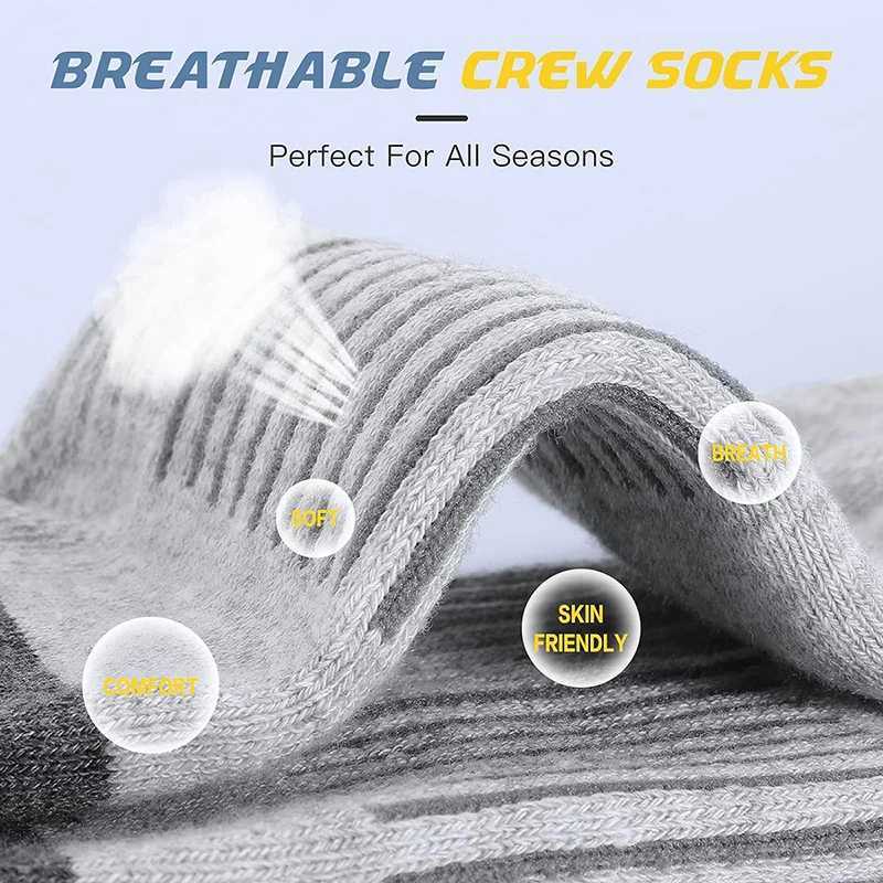 5 Pairs Mens Athletic Socks Sport Running Calf Socks Performance Cushioned Breathable Outdoor Crew Socks for Men Women D250911