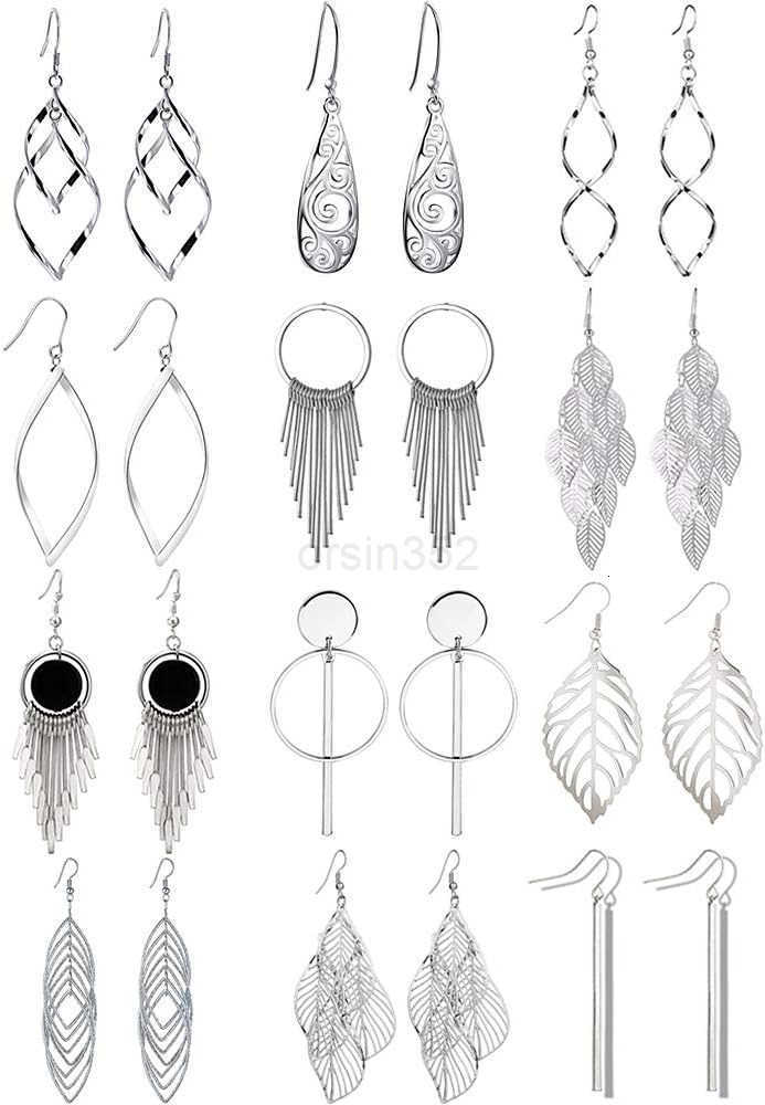 12 Pairs Drop Dangle Earrings boho Fashion Jewelry Vintage Statement Boho Bohemian Earrings Set for WomenW250911