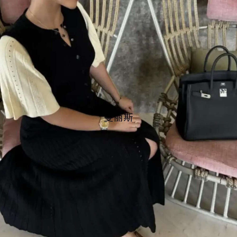 DHEssentials 2024 New Women's Fashion Small Chanel Style Lace Sleeve Single-Breasted Long Knitted Mermaid Dress