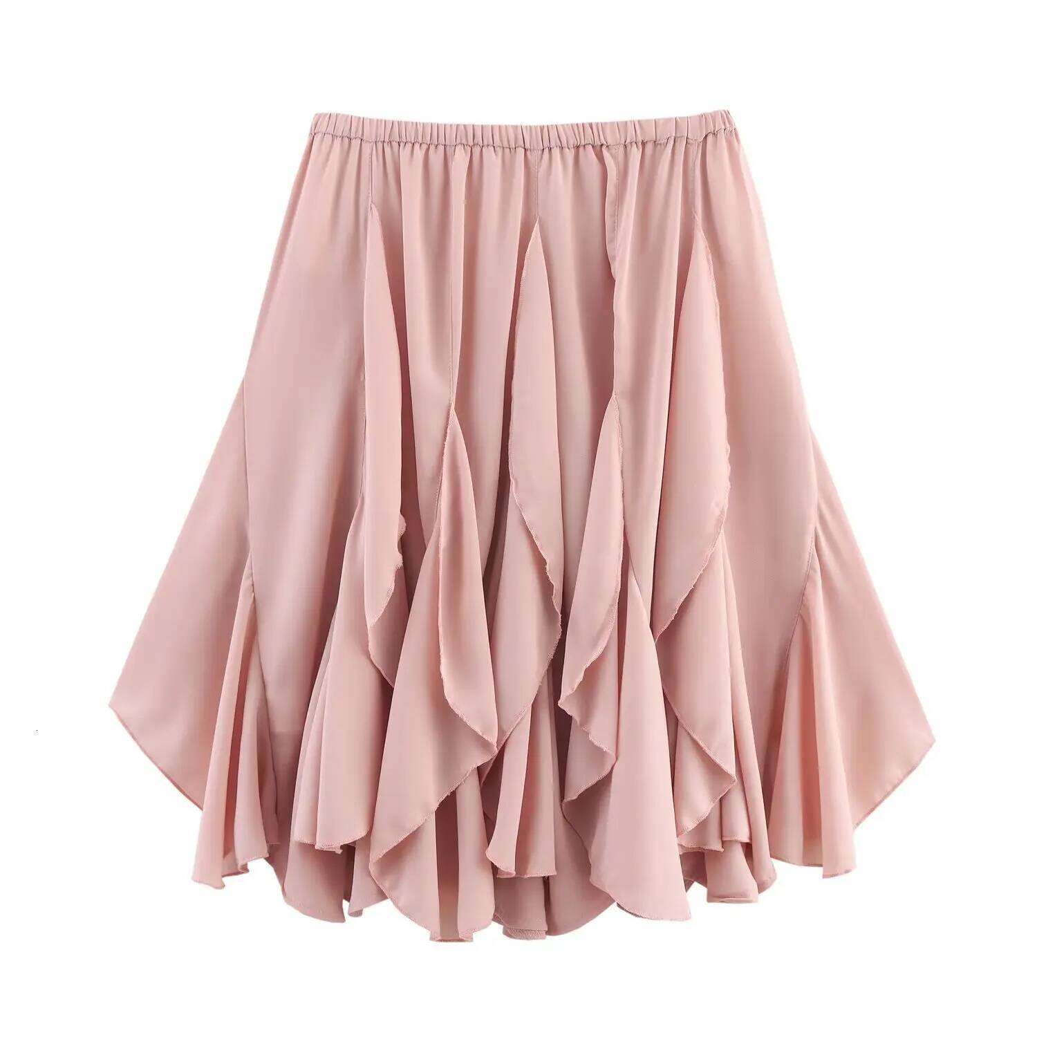 Women's Ruffled Mini High Elastic Waist Asymmetric Hem Spring and Summer New Casual Slim Chic Short Skirt dongdumaoyi
