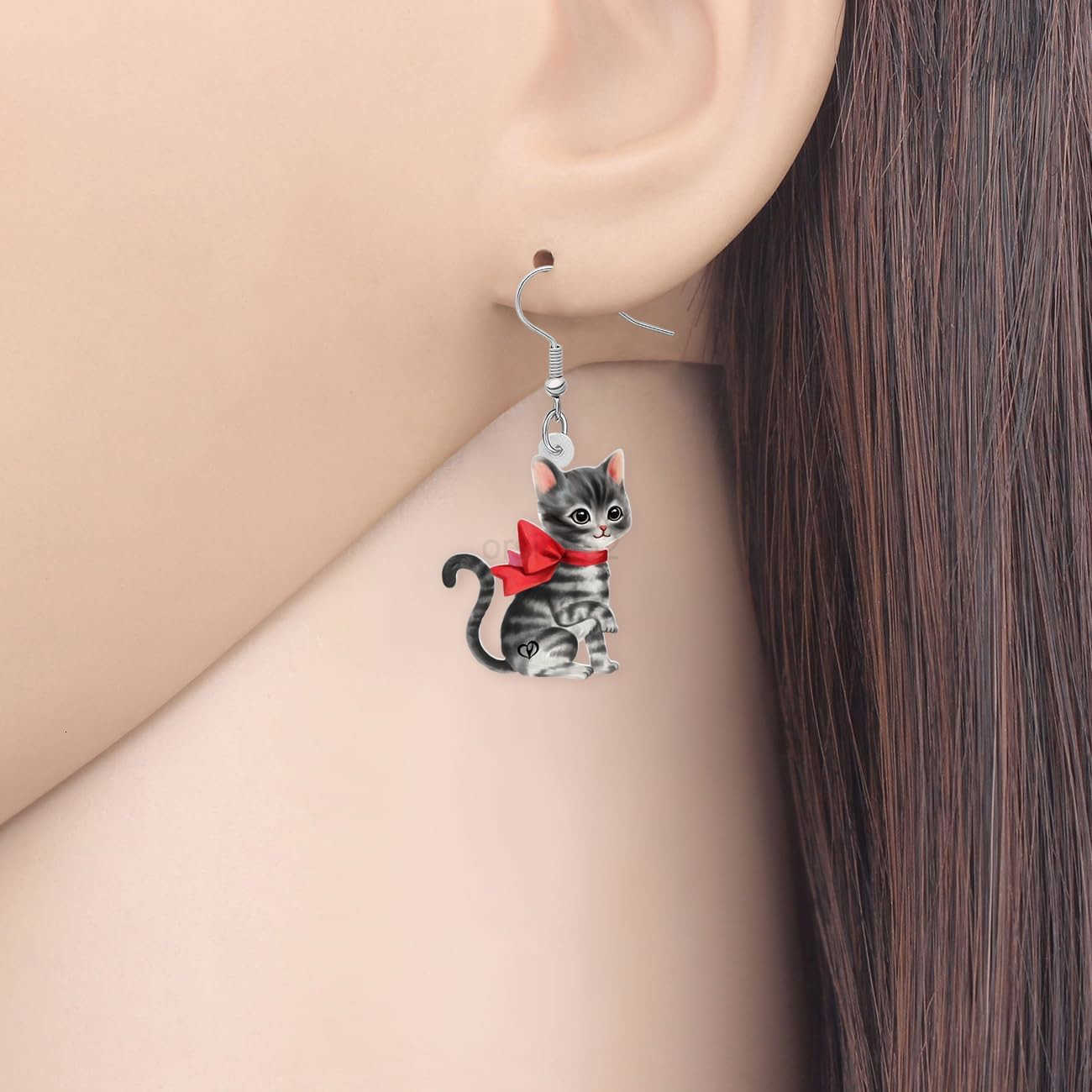 Lovely Cute Black Acrylic Dangle Cat Earrings for Women Kitten Jewelry Gifts Funny Sensitive Ears Hypoallergenic CharmsW250911