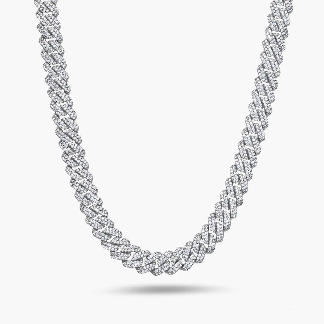 925 Silver D Color Moissanite Cuban Chain 8mm Prong Set Hip Hop Necklace Certified Street Jewelry GRA Certified