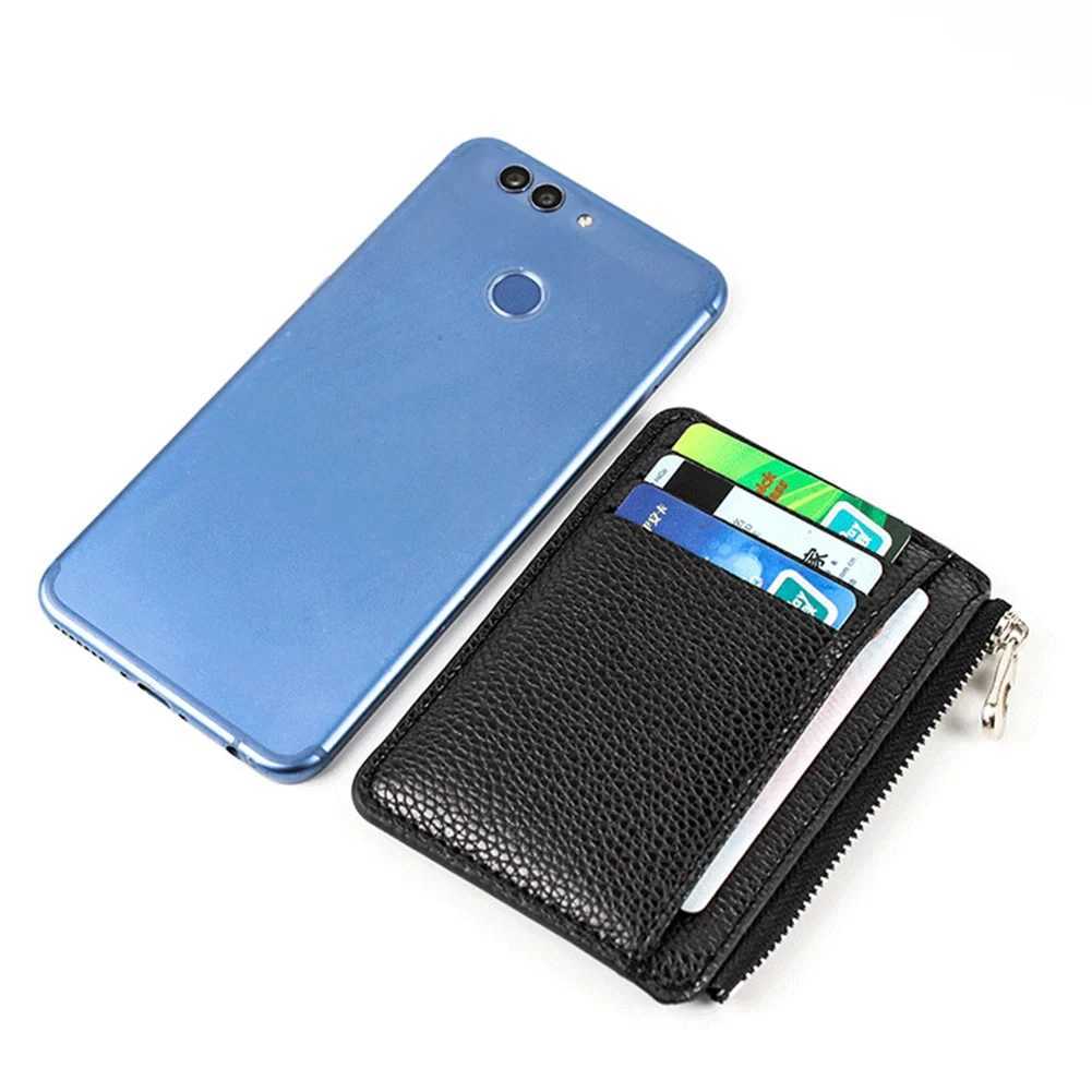 Mini Zipper Card Bag Slim ID Bank Purse Wallet Credit Organizer Portable Small Slim Ultrathin Short Purse for Men Black W250911