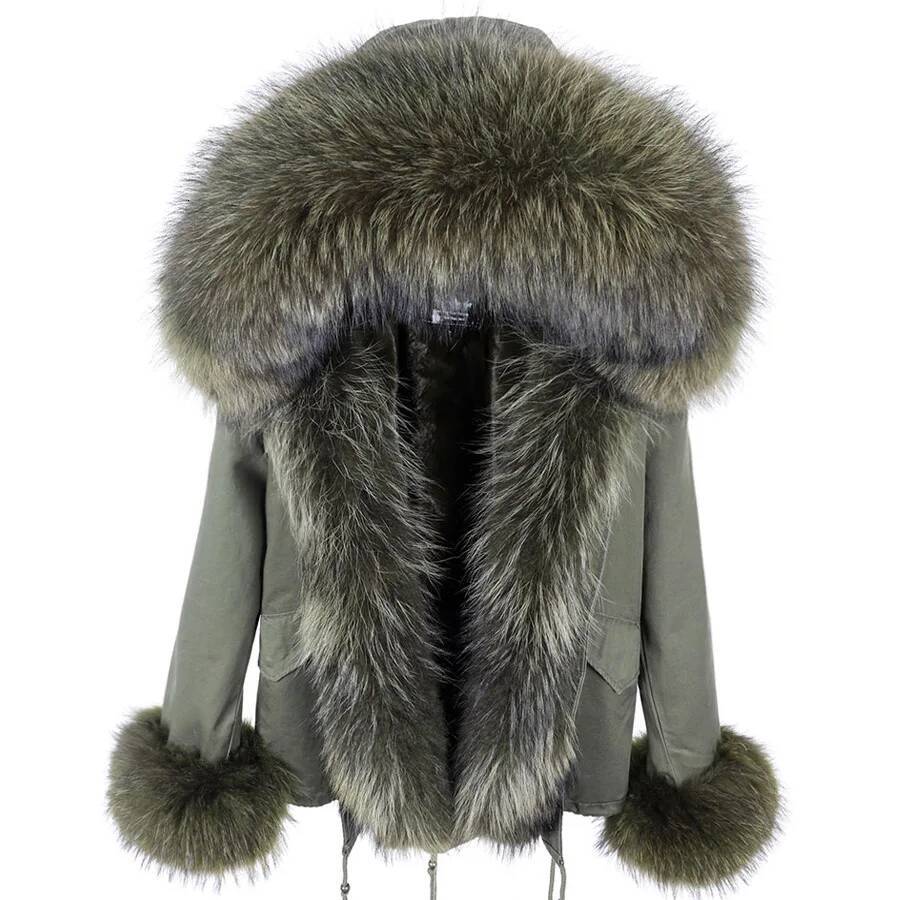 Maomaokong 2024 parka Winter Jacket With fox fur Women Parkas Real Coat Natural Raccoon Fur Collar Hooded Warm