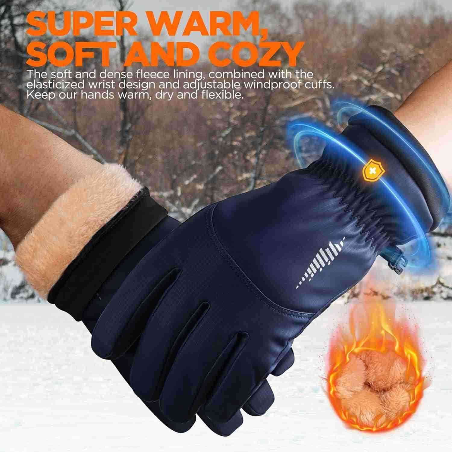 Winter Waterproof Ski Snow Warm Gloves for Women Men Windproof Cold Weather Thermal with Touchscreen Fingers for Running Driving Cycling Hiking Biking