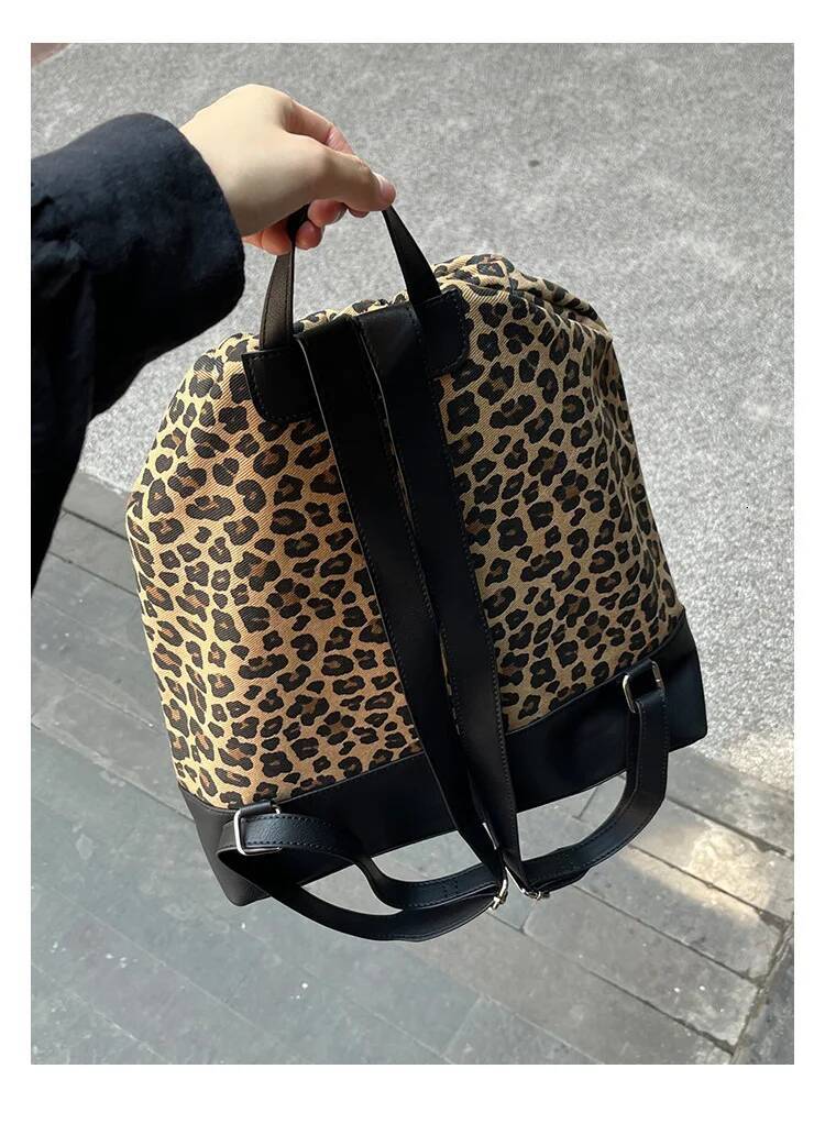 Fashion Leopard Print Women s Backpack Travel Women s Backpack Large Capacity Drawstring Backpack Travel Bag Simple Style Trendy Designer Bag