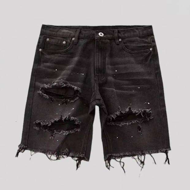 Men s Jeans Casual Men Shorts Denim Summer Distressed Straight Fit Ripped Holes Knee Length With Multi