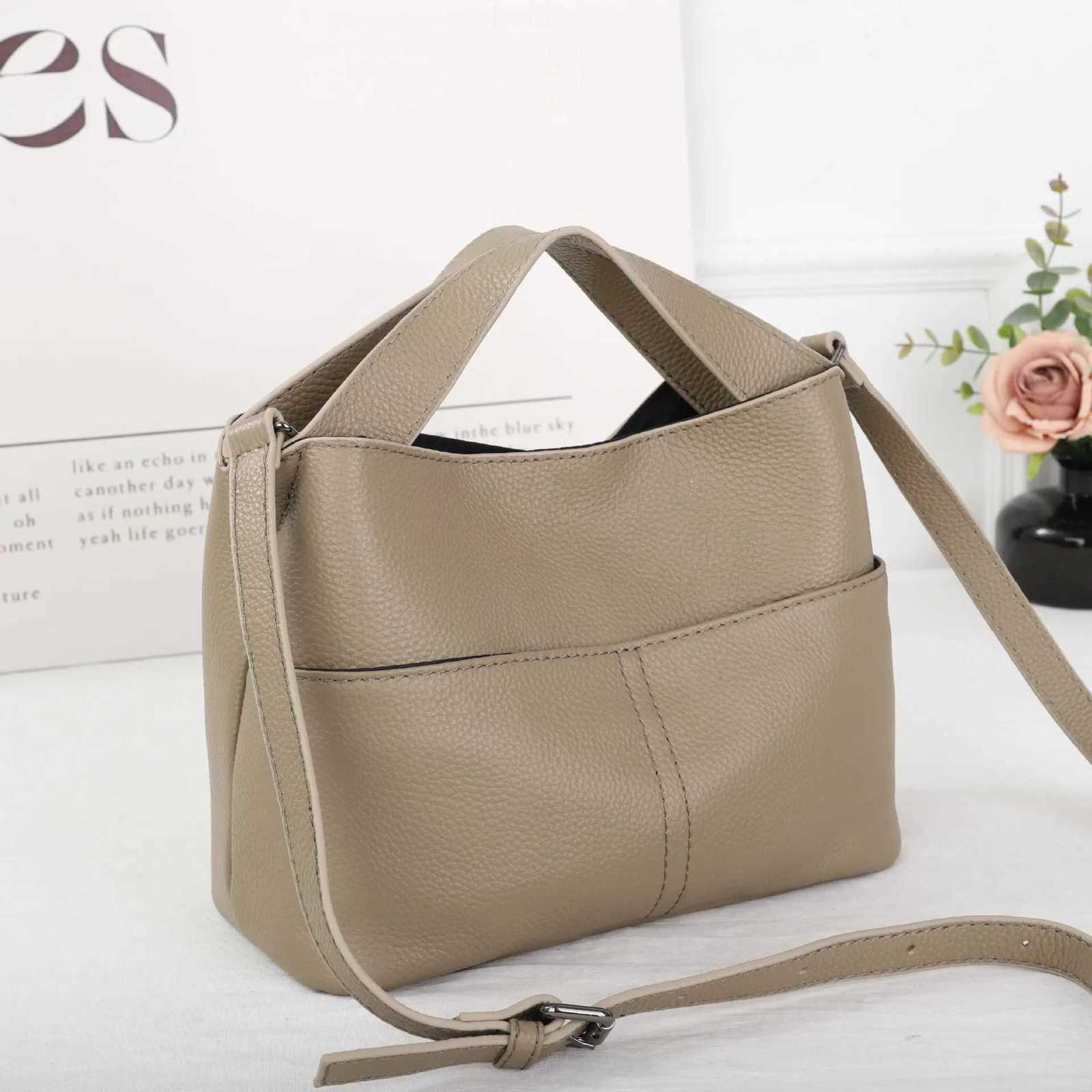 Womens TopGrain Leather Work Tote Bag Convertible Crossbody Laptop Purse for Commuting W250911