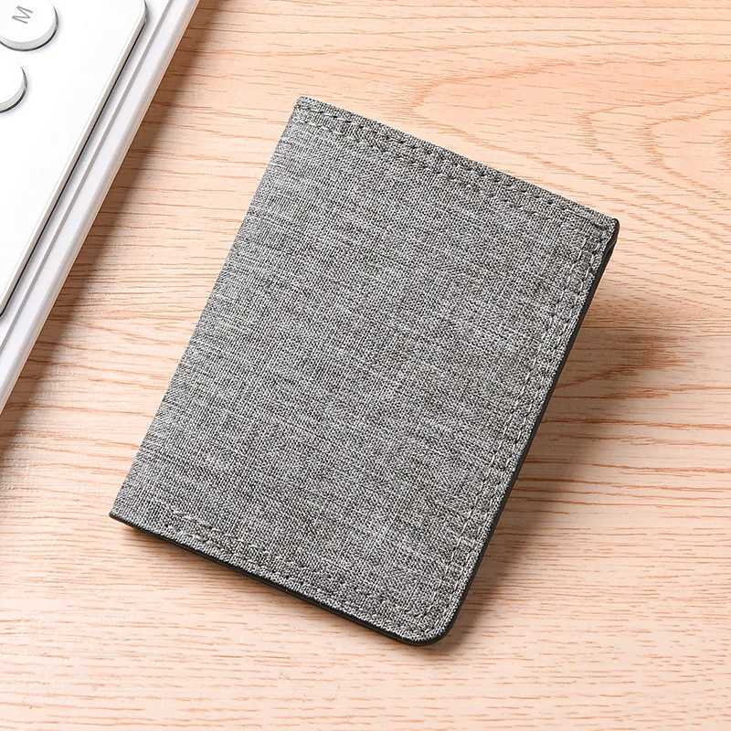 Mens minimalist vertical canvas wallet with multiple card slots personalized student wallet ultrathin folding small wallet W250911