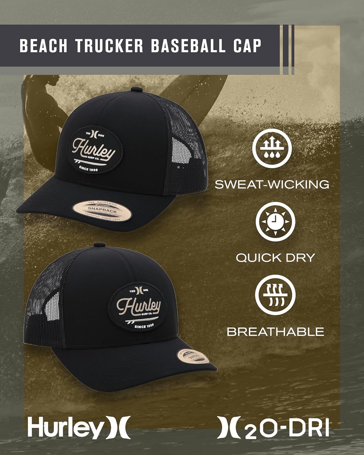 Mens Hat - Beach Break Trucker Water Resistant Baseball Cap