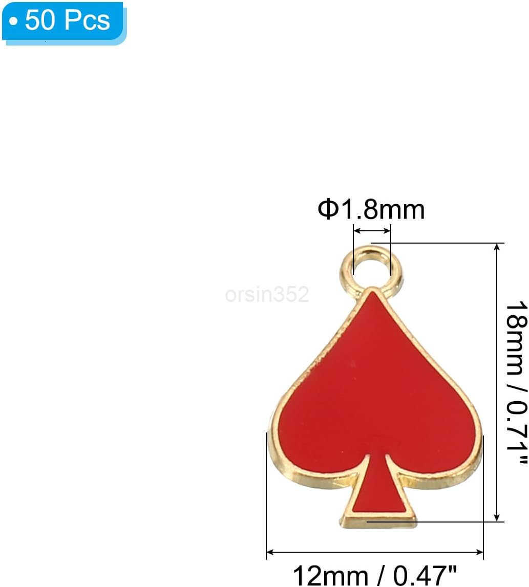 50pcs Hearts Charm Spades Charm Pendants Bulk Playing Cards Resin Alloy for Jewelry MakingW250911