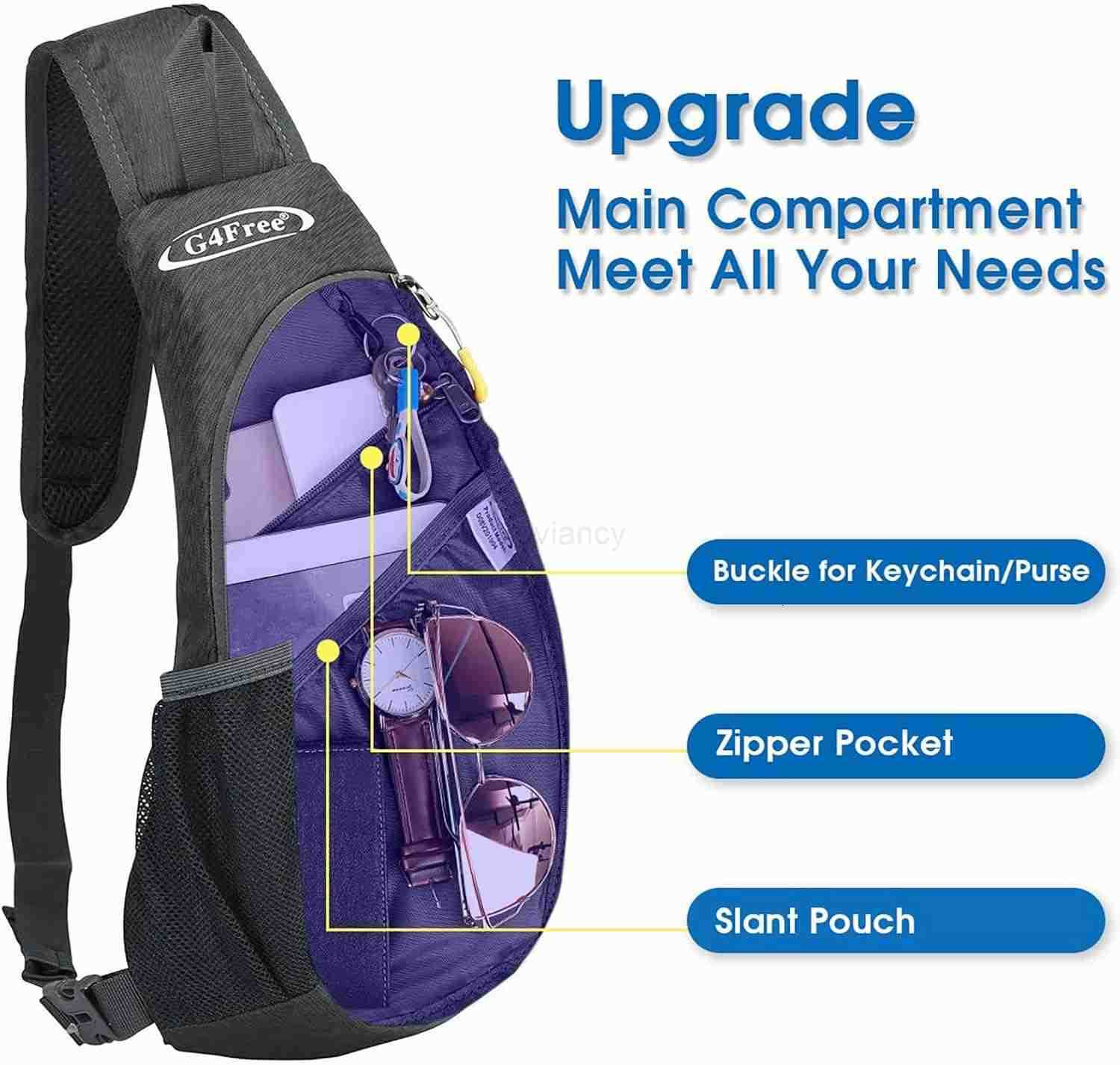 Sling Bag for Men Women Small Crossbody Backpack Lightweight Chest Shoulder Bags for Travel Outdoor and Sports Light BlueW250911