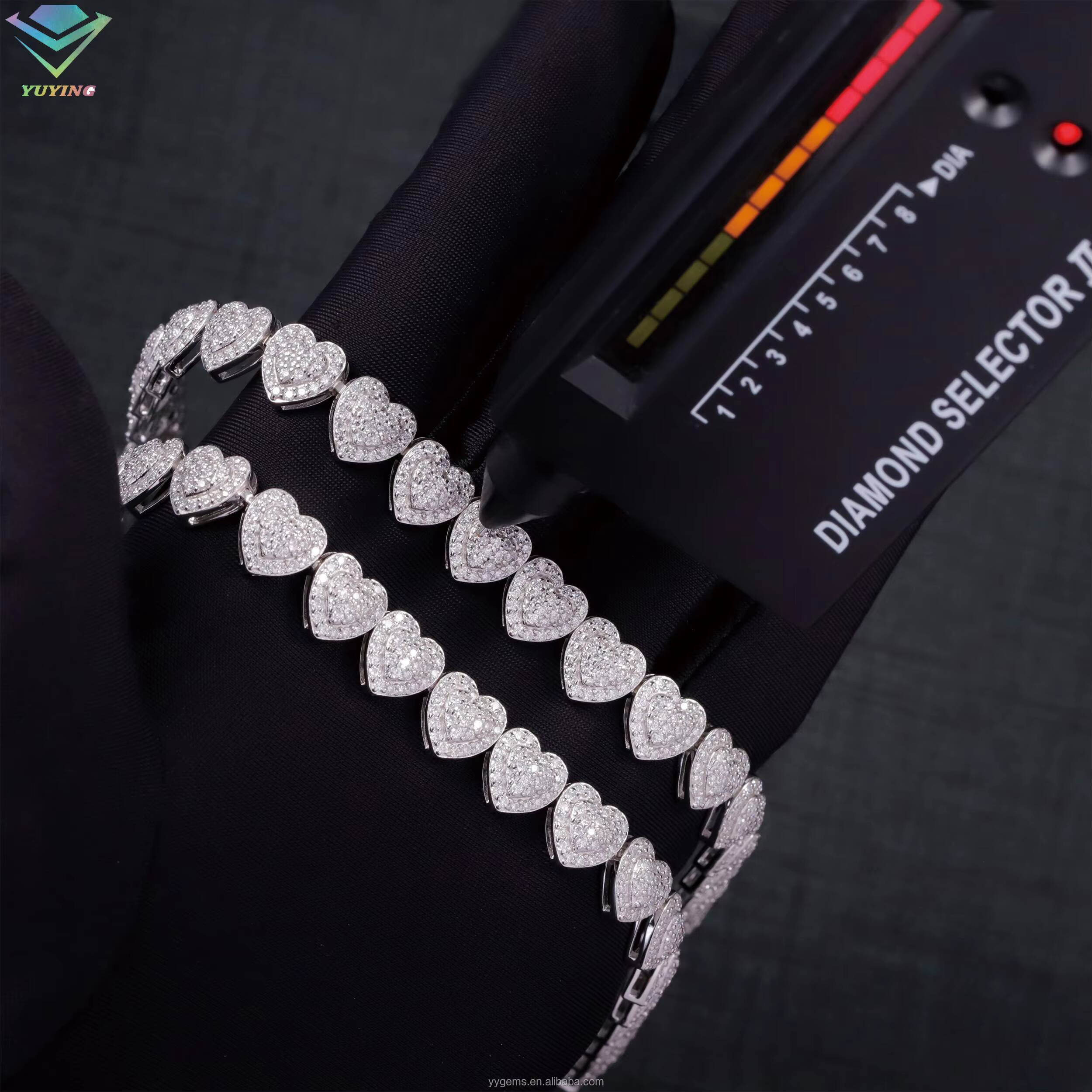 10mm 925 Solid Silver Vvs Moissanite Chain Hip Hop Style Heart Chain Iced Out Cuban Link Chain for Men