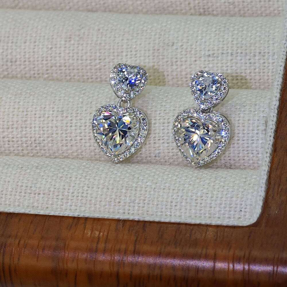 Ilona Sier Pendant Romantic Moissanite Fashionable Jewelry Heart Stud Earrings