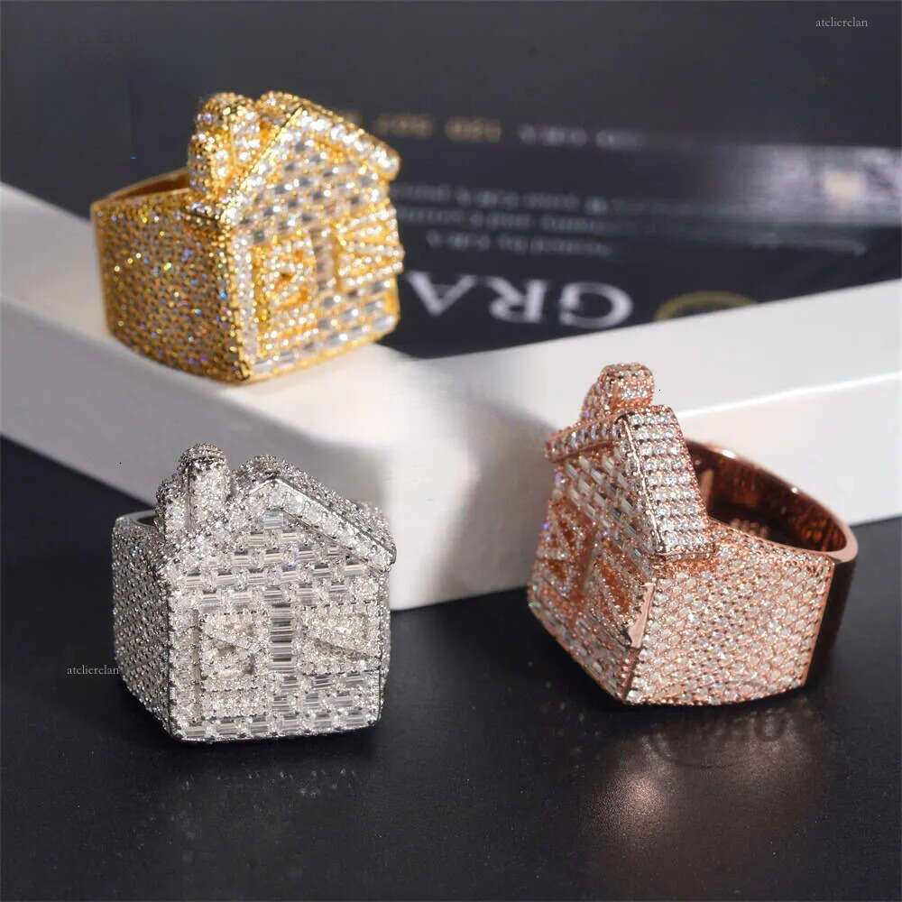 Gold Iced Out VVS Moissanite Ring Jewelry Hip Hop Pass Dia Tester Women Fashion Mens Couple