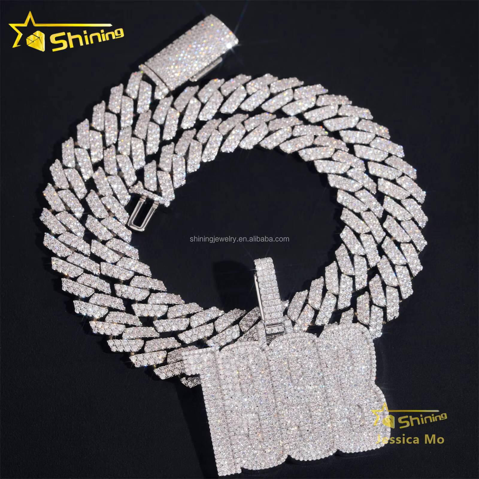 Fashion Man Rapper Luxury Jewelry Iced Out Pass Diamond Tester VVS1 Moissanite Diamond S925 Silver Number Pendant Necklace