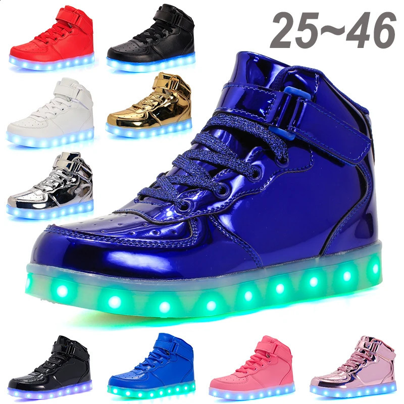 Size 2546 Children Adult USB Charging Glowing Kid Luminous Sneakers for Boys Girls Men Women Led Casual Walking Light Shoes 250910 XJ260303