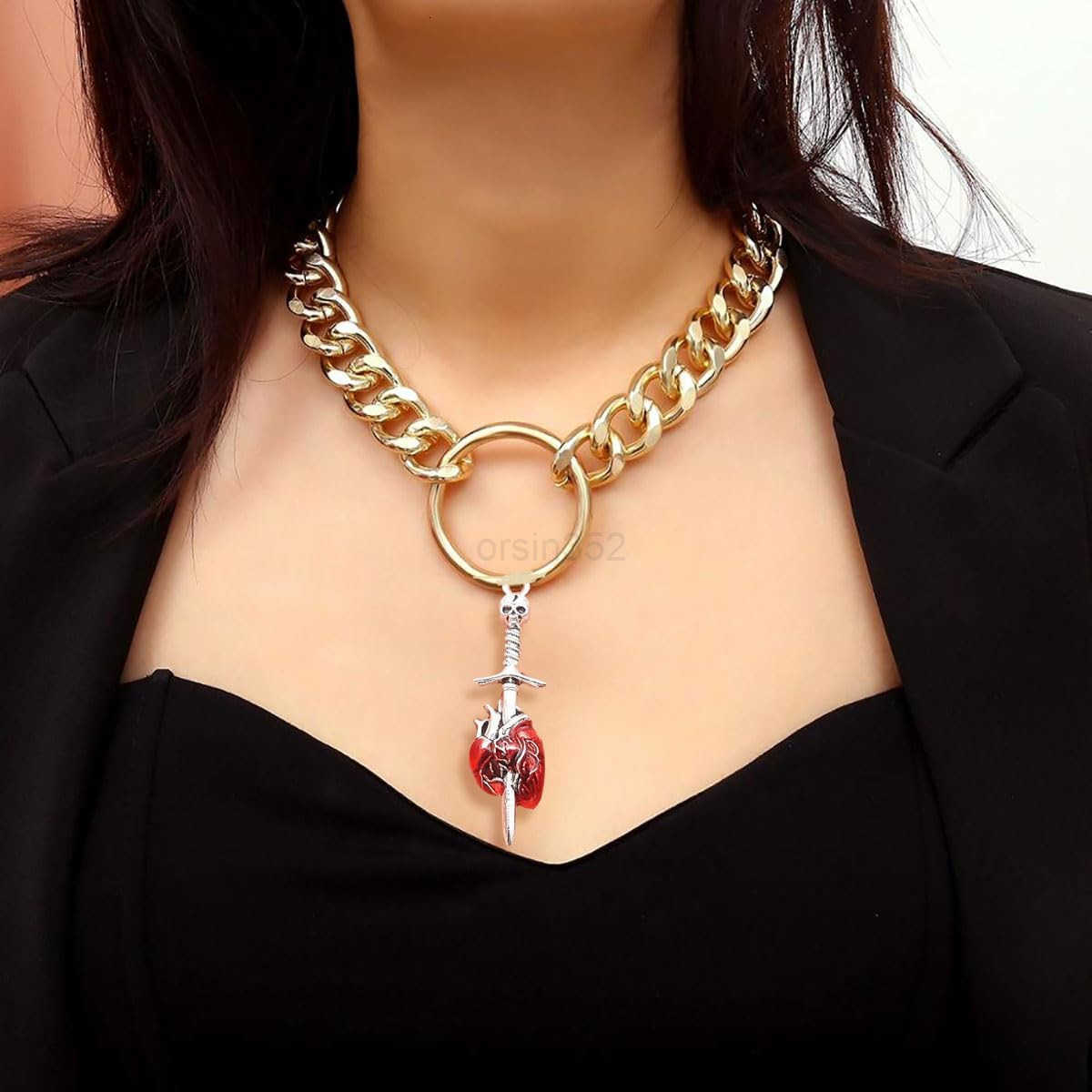 20Pcs Tibetan Devil Heart Sword Through Heart CharmsPunk Skull Sword Necklace Bulk Gothic Skull Skeleton Charms for Making Necklace Keychain s Earring
