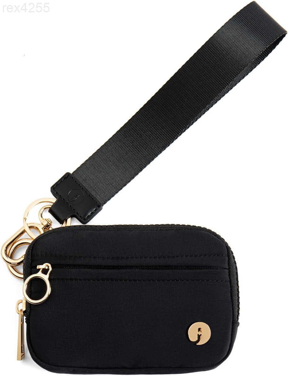 Wristlet Keychain Wallets for Women RFID Blocking Credit Card Holder Small Zipper Coin Purse Change Pouch with ID Window and Detachable Wrist Strap Bl