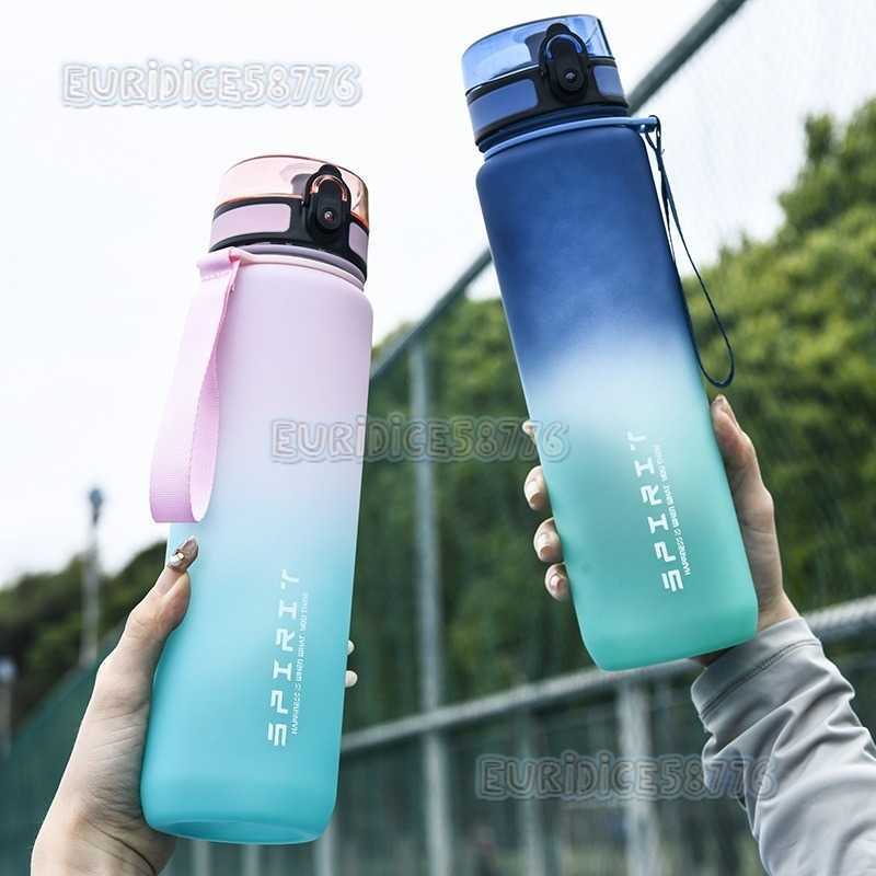 Sports Water Cup Gradient Color Portable Cup Plastic Cup Lock Buckle Cup Space Cup Super Large Capacity Outdoor Special H250911