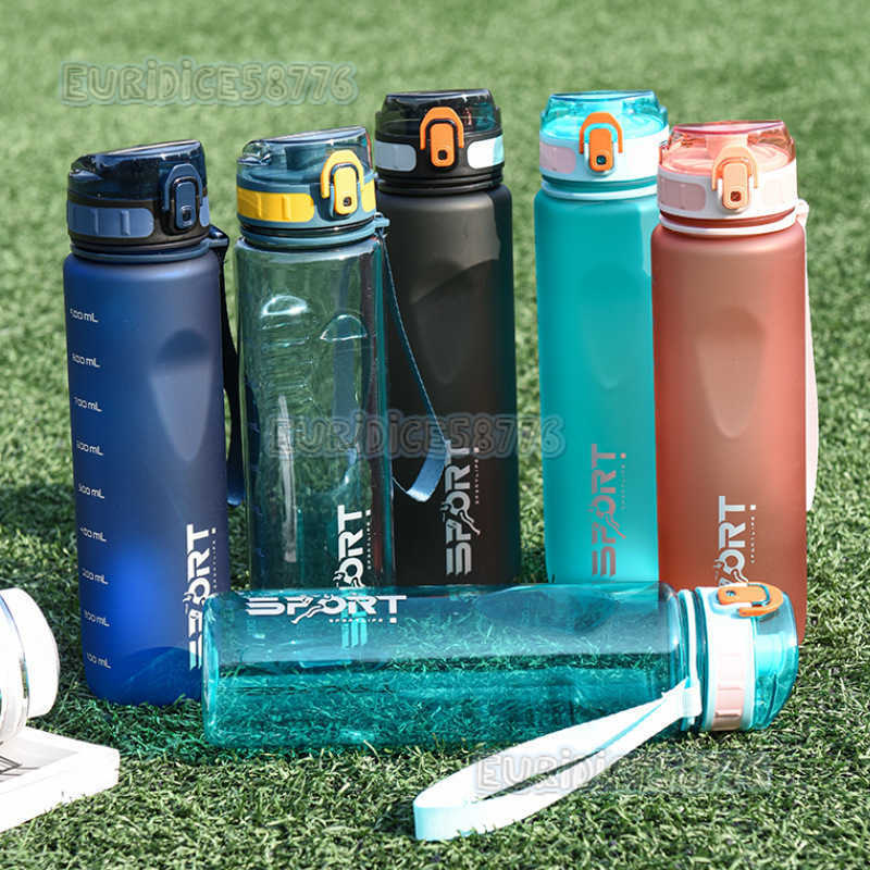 New Sandblasting 1l Plastic Cup for Mens Outdoor Highcapacity Sports and Fitness Water Bottle Student Bouncing Water Cup Female Space Cup H250911