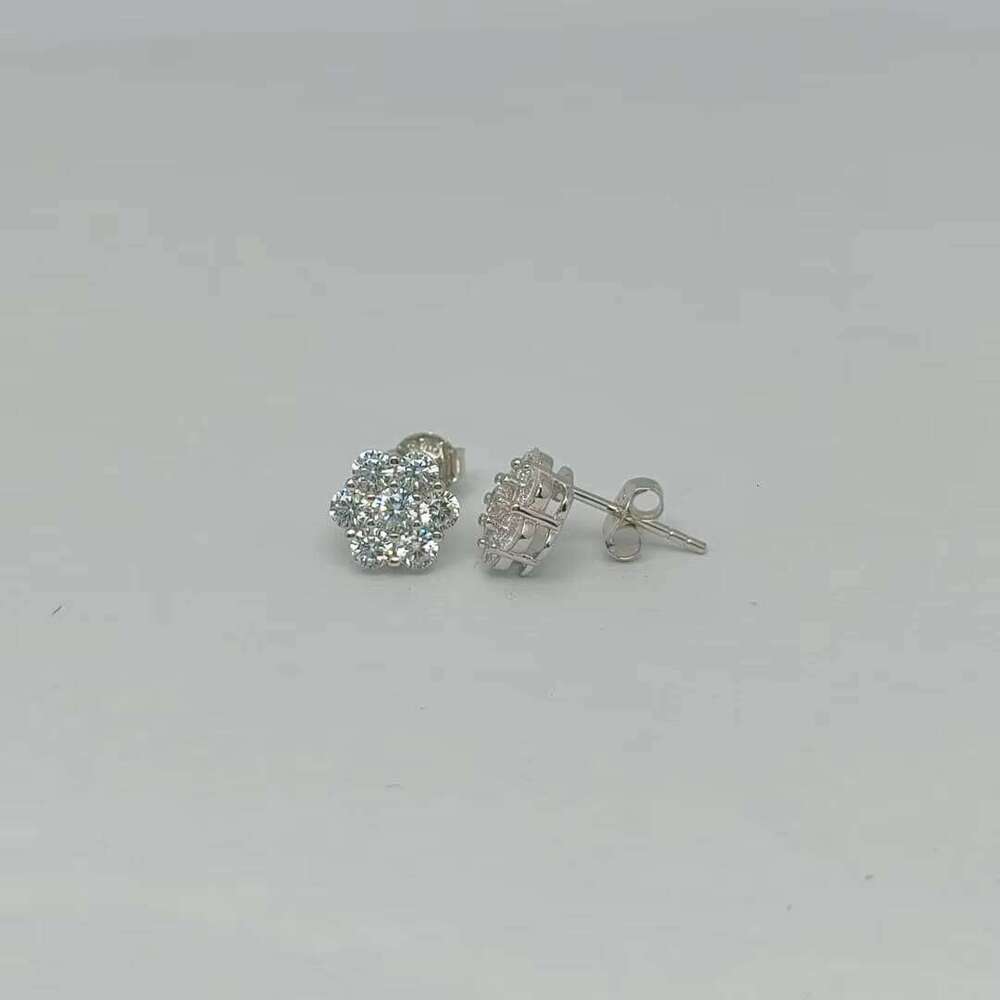 Cluster Flower S D Color VVS Men Women Hip Hop Jewelry Sterling Sier Moissanite Stud Earrings