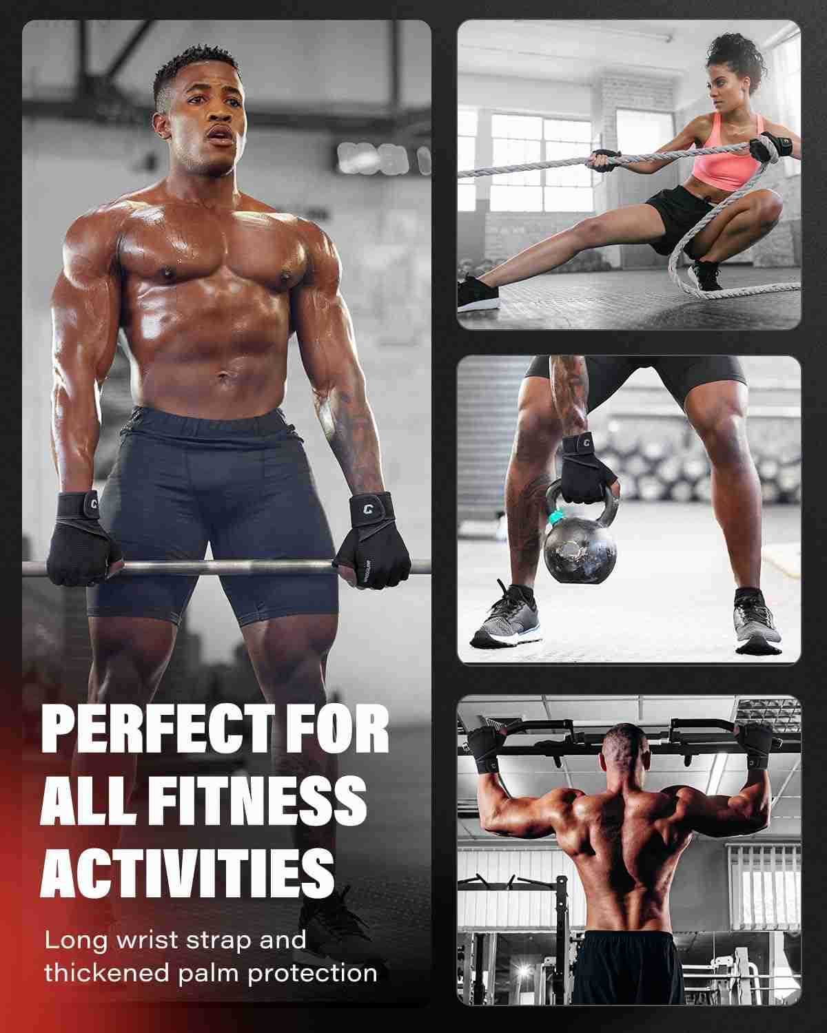 Weight Lifting Gloves with Wrist Support for Men and Women Gym Training Cycling Pullups Rowing ClimbingW250911
