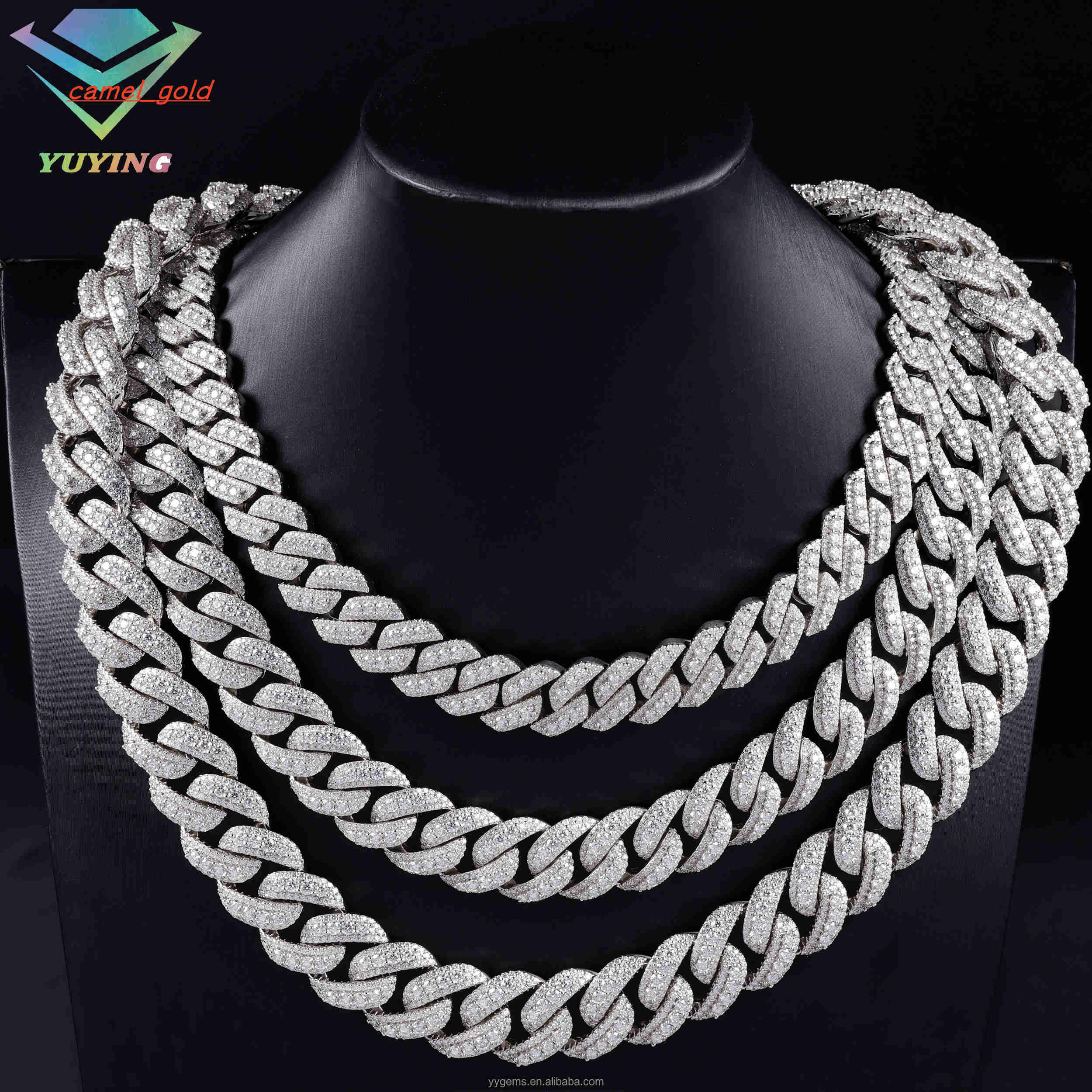 Miami Ice Out Necklace Solid 925 Silver with Moissanite Diamond 18k Gold Plated White Gold Cuban Link Hand Made Chain