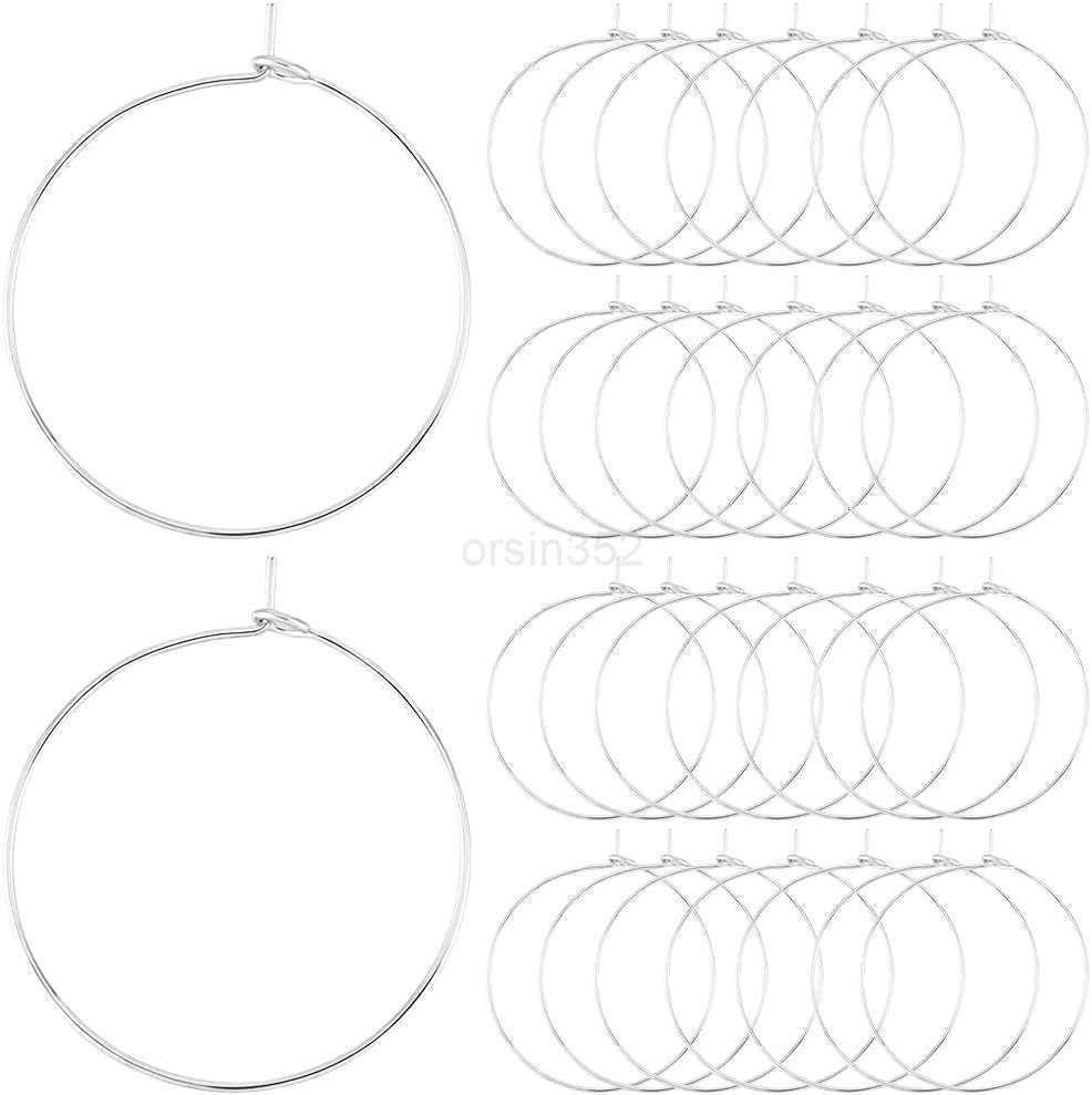 1 Box 100Pcs Hoop Earring Findings 18K Gold Plated 316 Stainless Steel 20mm Wine Glass Charms Rings with 07mm Pin DIY Earring Beading for Hoop Earring