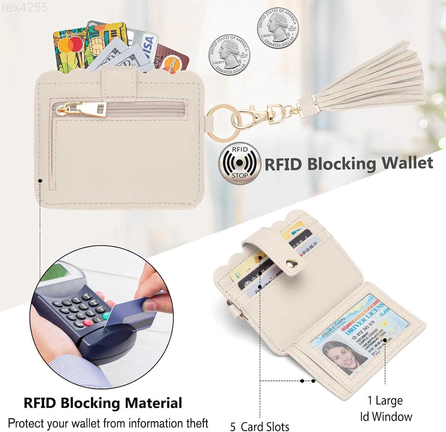 Wallet Keychain Wristlet for Women RFID Card Holder Keychain Key Chain Wallet Key Ring with Wrist Wallet for WomenW250910