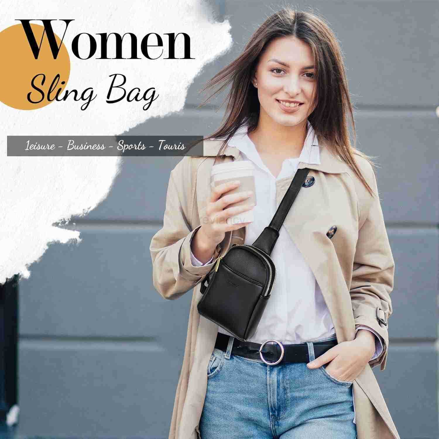 Crossbody Bag for Women Waterproof Leather Small Sling Bag Crossbody Fanny Packs for Travel Adjustable Strap 3 Pockets Cross body Bag Purse for Women 