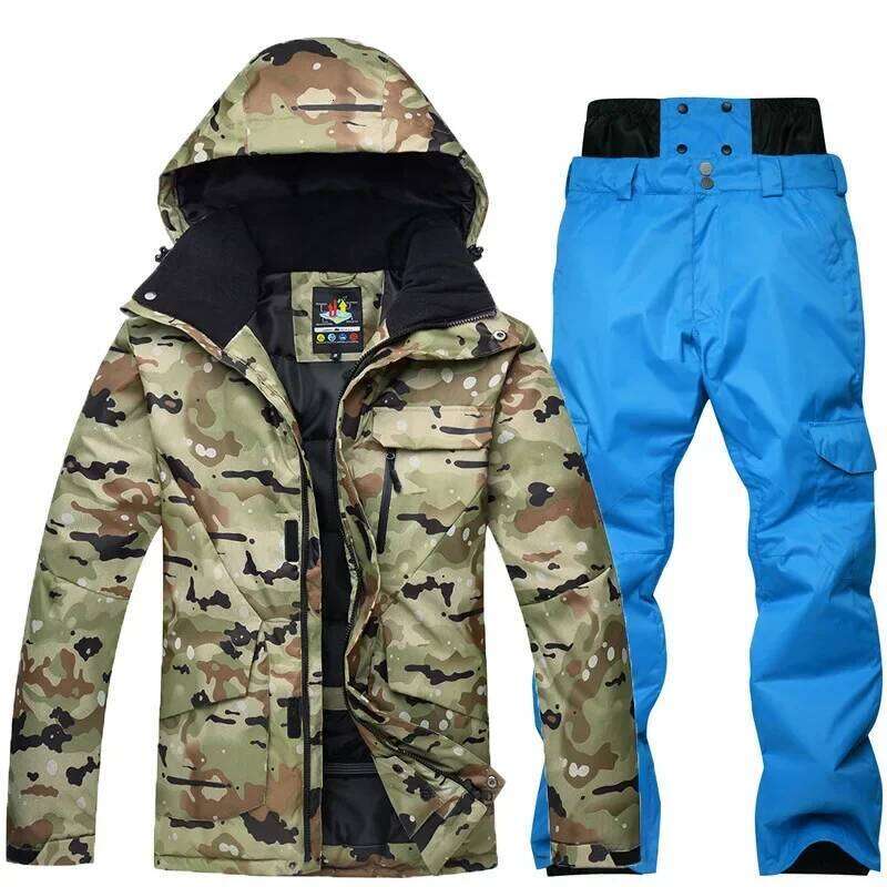 Warm Ice Wear Camouflage Snow Clothes Men, Skiing Suit Sets, Snowboarding Costume, 10K Waterproof Jackets And Pants, -30