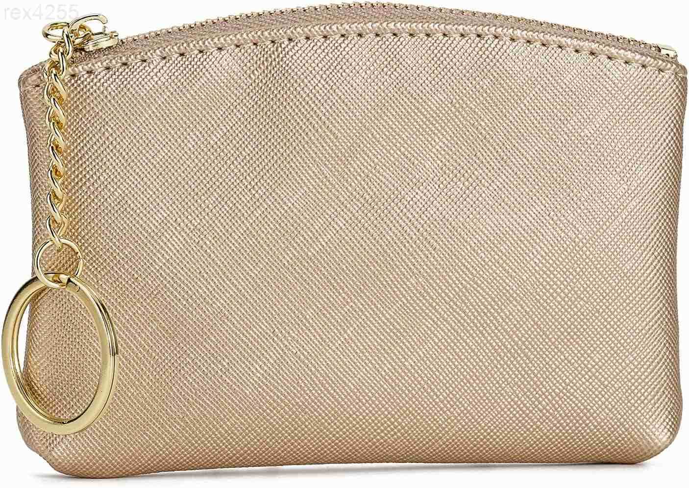 Artificial Leather Coin Purse Change Purse With Key Chain Ring Zipper For Men Women A WhiteW250911