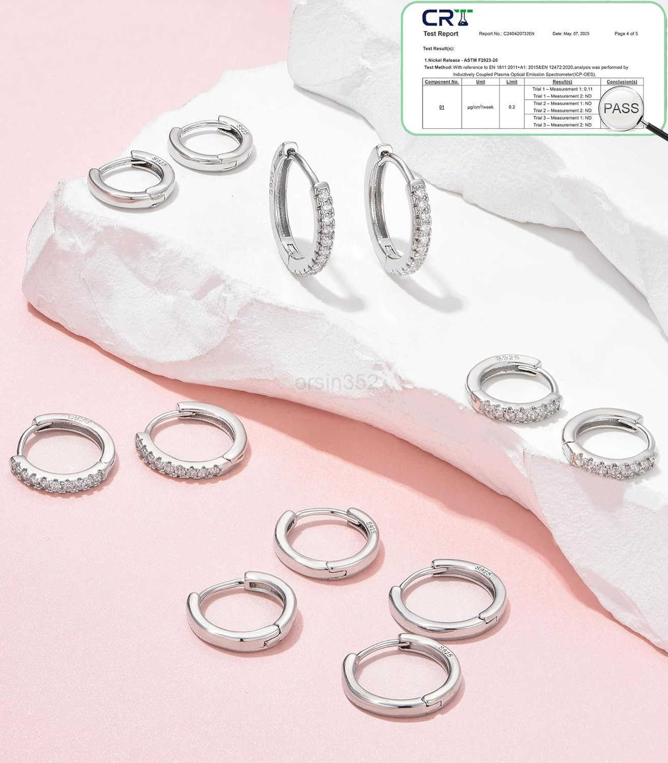 6 Pairs 925 Sterling Silver Small Hoop Earrings for Women14k Real Gold Hypoallergenic Tiny Cubic Zirconia Cartilage Huggie Earring Sets for Multiple P