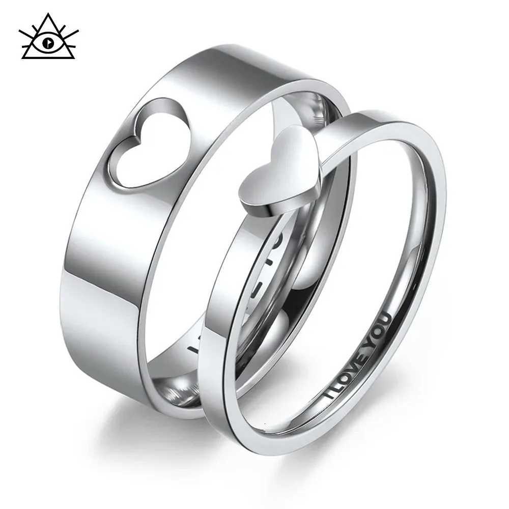 Japanese Simple Hollow Heartshaped Couple Ring Men And Women Proposal Engagement I LOVE YOU Rings W250911