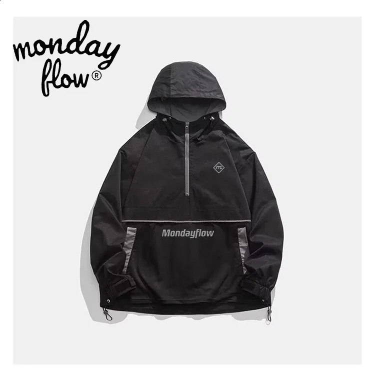 Monday Flow Autumn Korean Golf Apparel Mens Long Sleeve Coat Half Zip Golf Jacket Windbreaker Women Sports Golf Clothes 250910