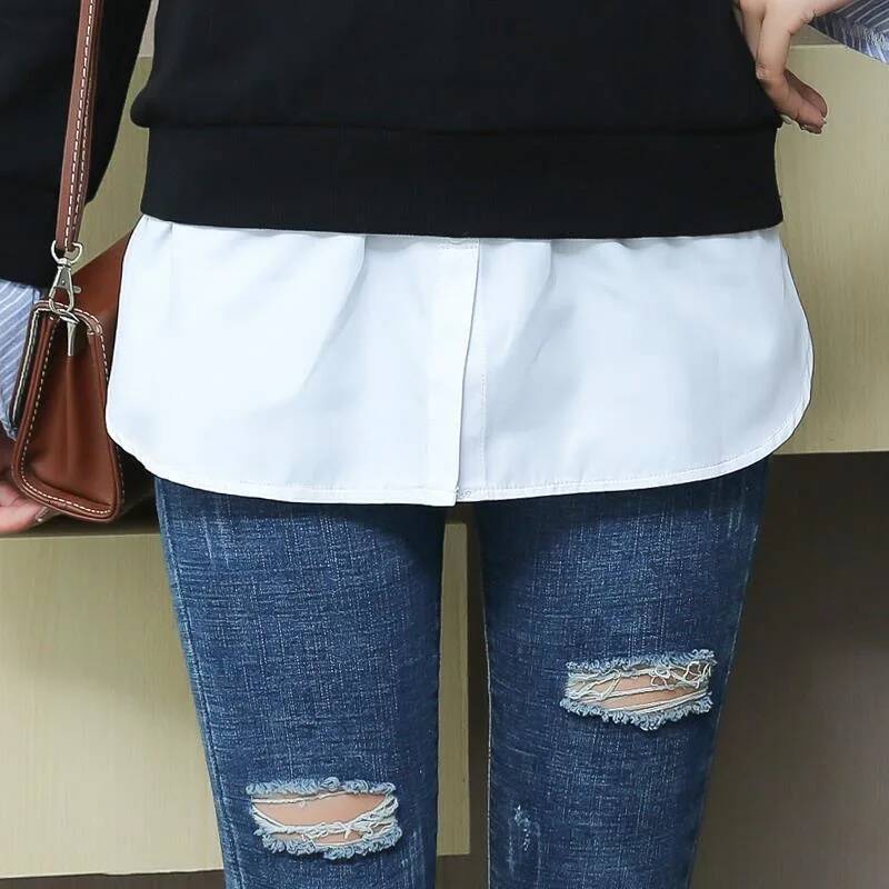 Women Girls Shirt Blouse Extender Adjustable Layering Faux Top Lower Sweep Mini Skirt False Hemline Splitting Underskirt dongdumaoyi