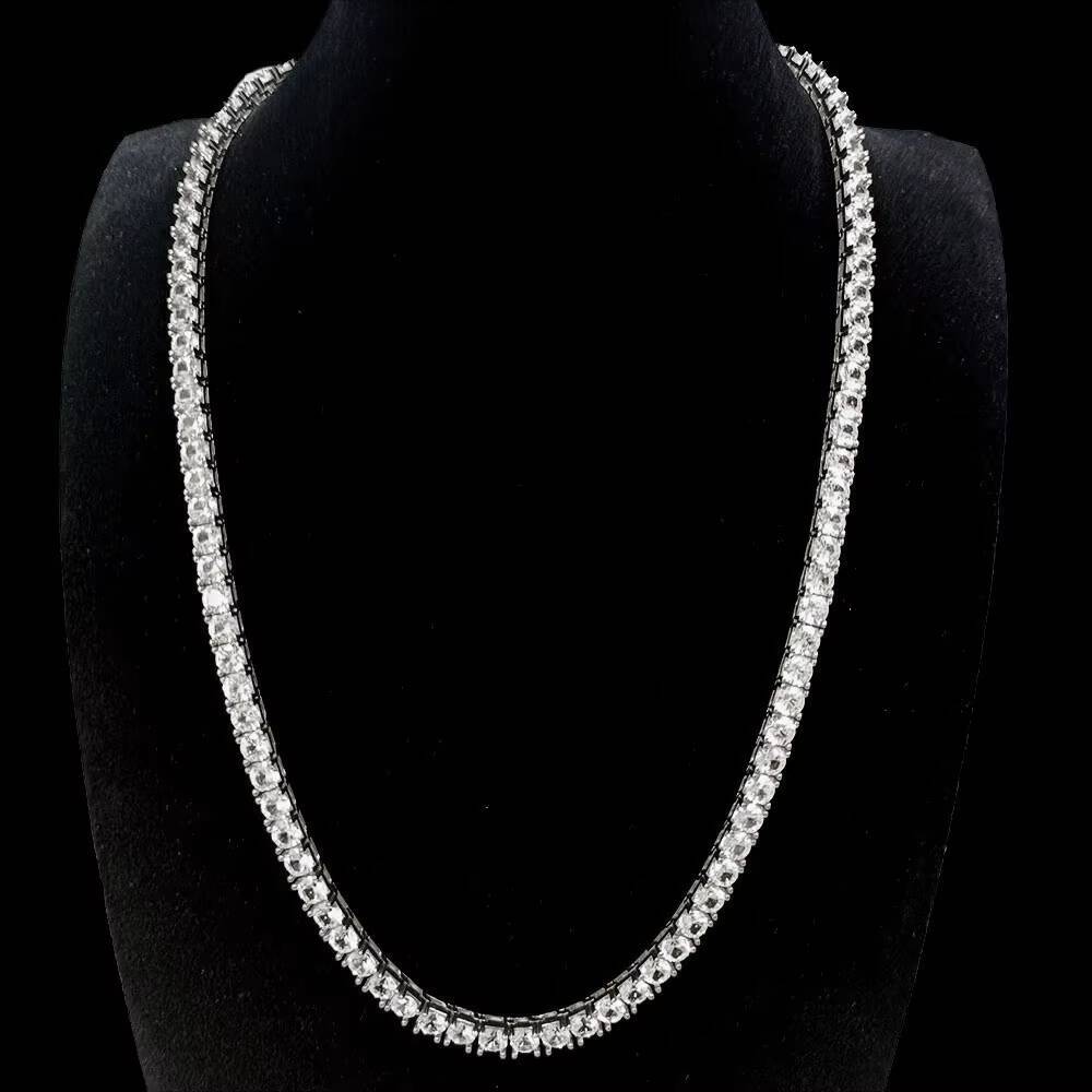 Platinum coating, 925 sterling silver material. 3mm to 6.5mm. High-quality sapphire tennis bracelet, hip-hop tennis necklace. Men's style.