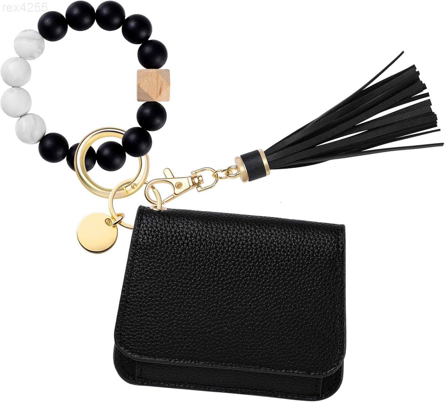 Wallets for Women Keychain Wallet RFID Wristlet Wallets Small Wallets with Silicone Beaded Bracelet KeychainW250911