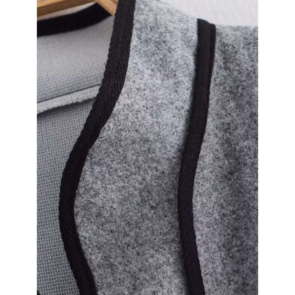 DHEssentials 2025 Fashion Loose Long Sleeve Round Neck Color Block Little Chanel Style Short Jacket