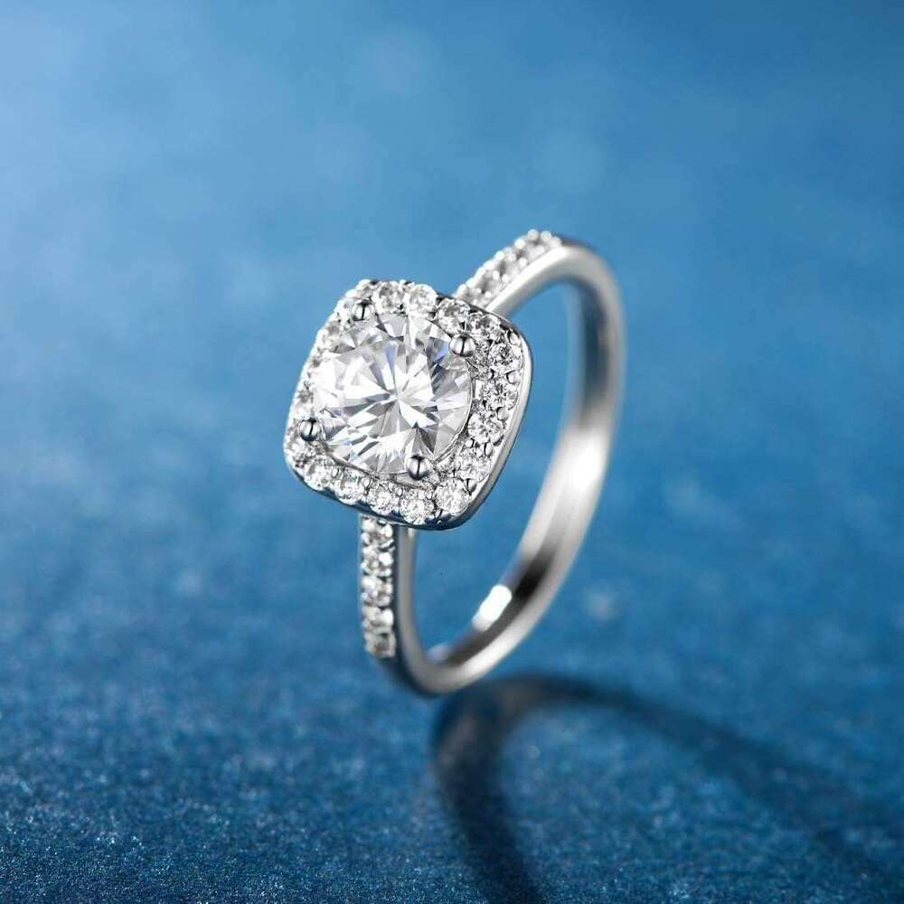 White Gold Plated Cubic Zirconia Halo Engagement Promise Eternity Ring for Women