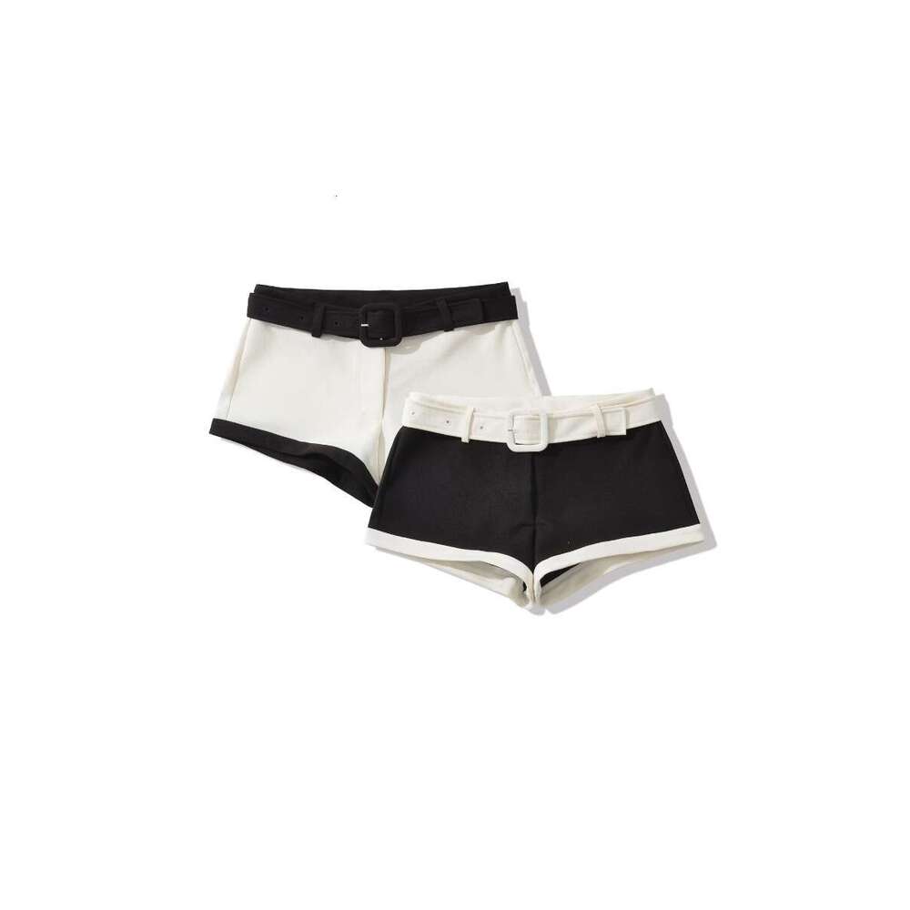 DHEssentials 2025 Autumn New Color-Block Little Chanel Style Youthful Casual Fashion Shorts for Women Black and White