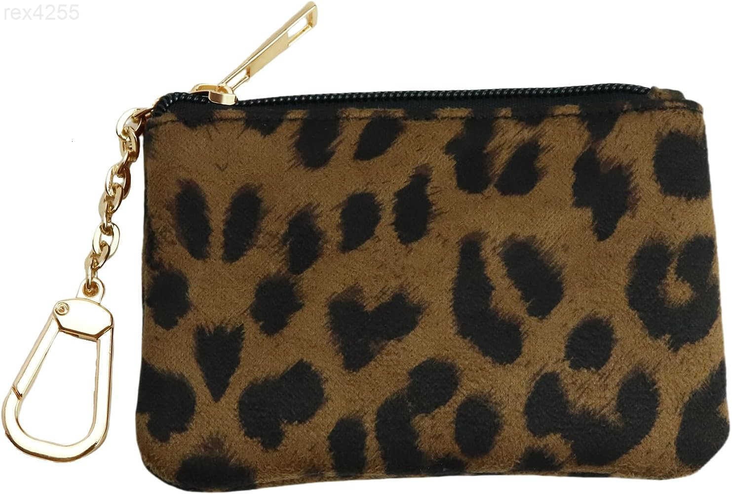 Coin Purse with Key Chain for Women Leopard Print Change Purse Card Holder Wallet Medium Size 4x15x1 inches BrownW250911